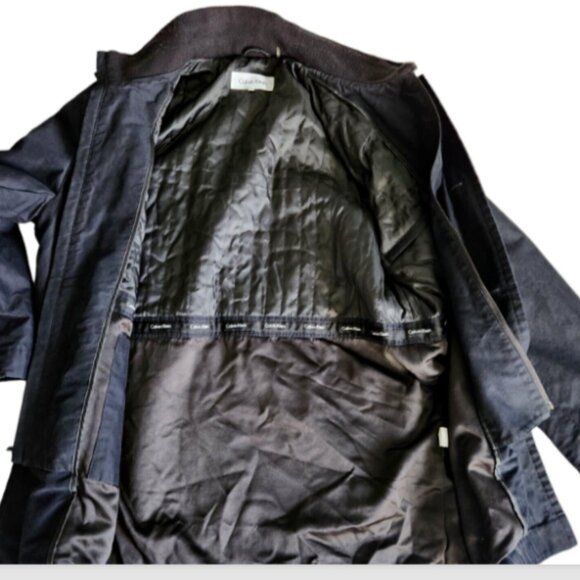 Calvin Klein Coat Fall Winter Mens Size Med Blue Zip and Button Close Vintage - Picture 10 of 12